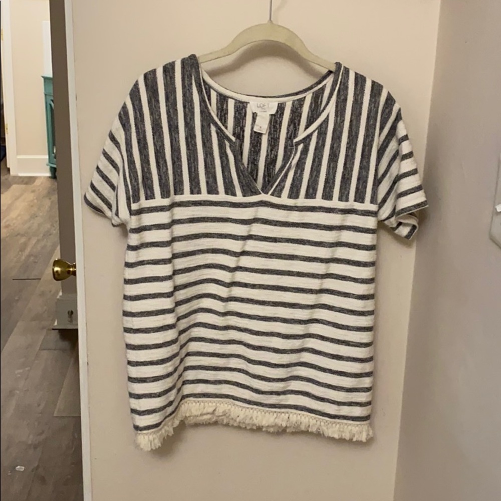 Fringed boho striped shirt